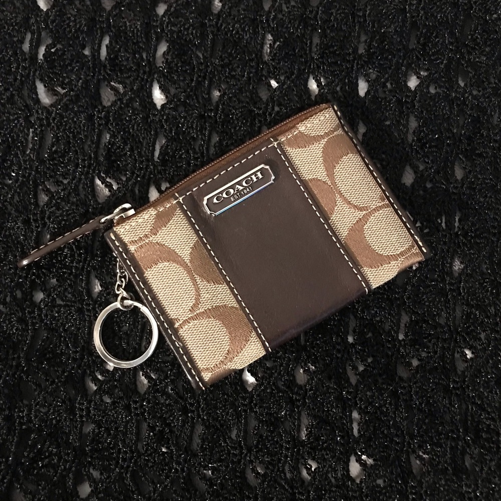 Tan COACH card holder